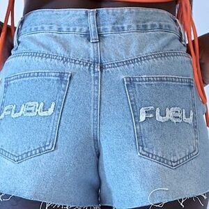 FOREVER 21 X FUBU Y2K DENIM SHORTS